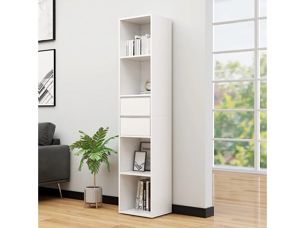 Växjö  Bibliothèque Blanc 36x30x171 cm Bois d'ingénierie