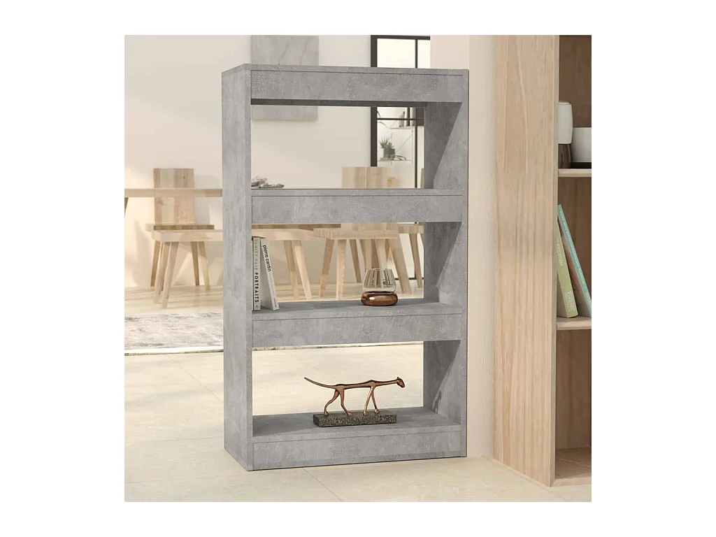 Qarlon  Bibliothèque/séparateur de pièce gris béton bois d'ingénierie