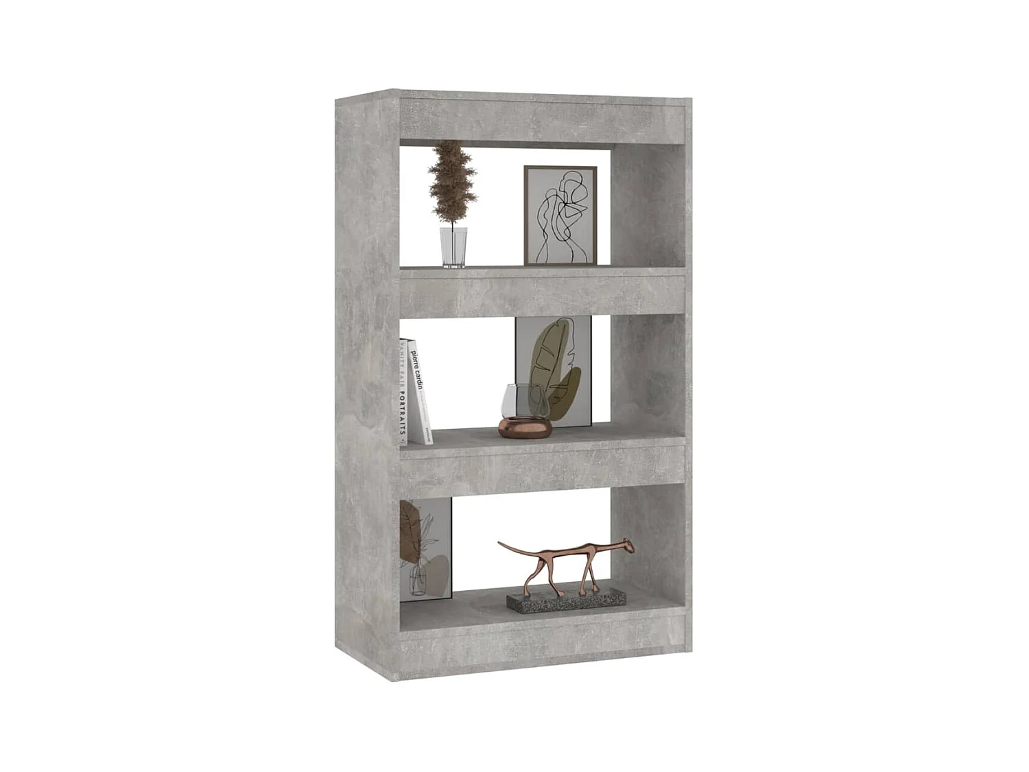 Qarlon  Bibliothèque/séparateur de pièce gris béton bois d'ingénierie