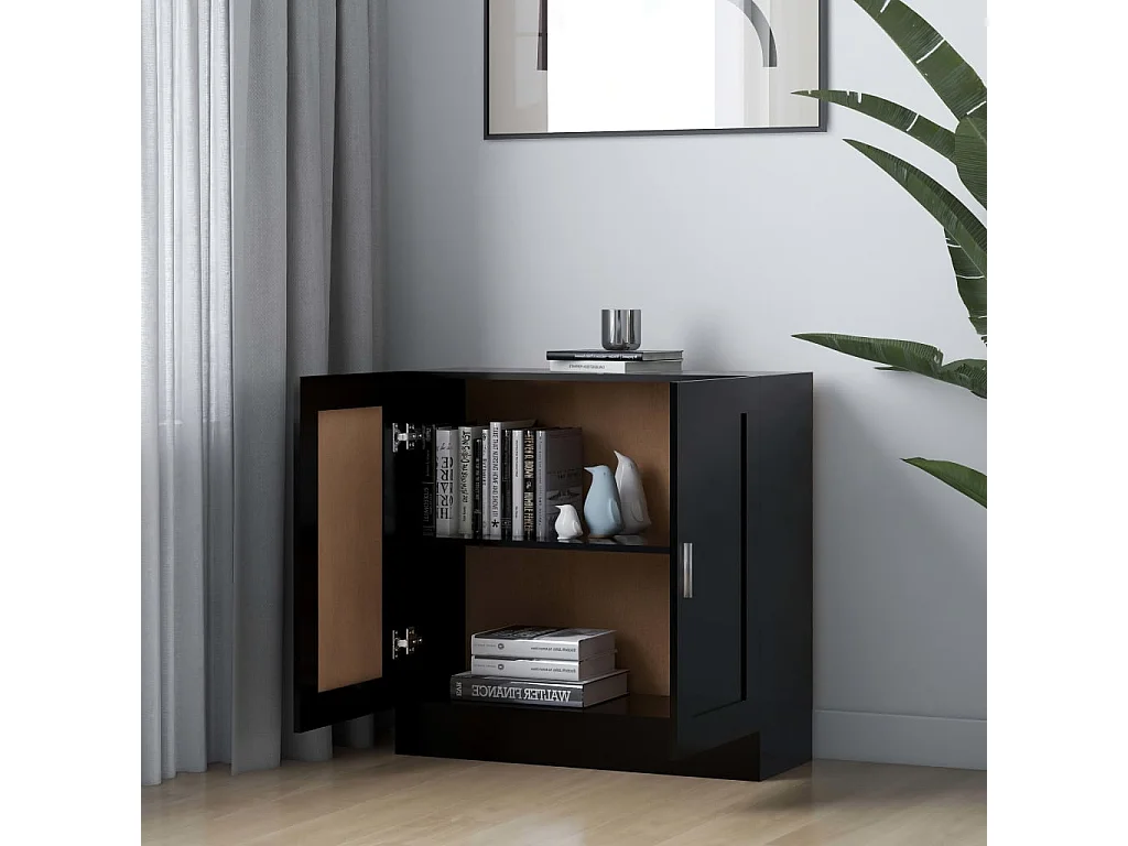 Krimpen aan den IJssel  Bibliothèque Noir 82,5x30,5x80 cm Bois d'ingénierie