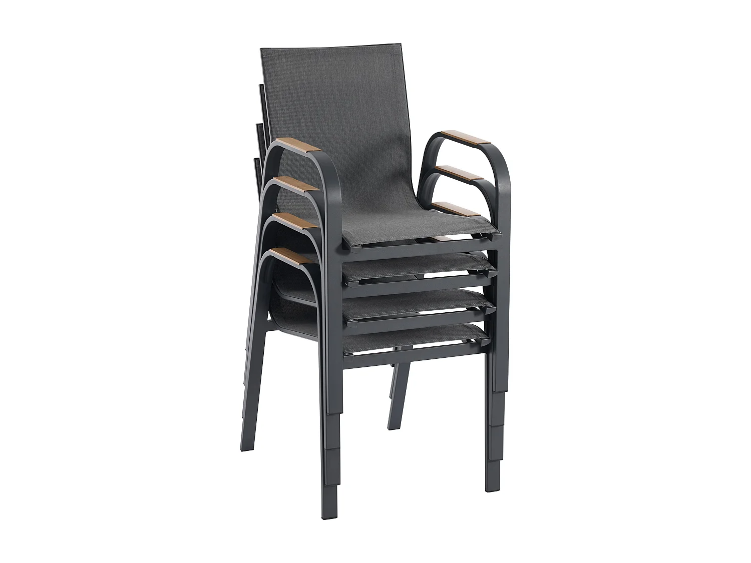 Salle à manger de jardin en aluminium : une table extensible L.180/240 cm et 4 fauteuils - Anthracite - ZEYVA de MYLIA