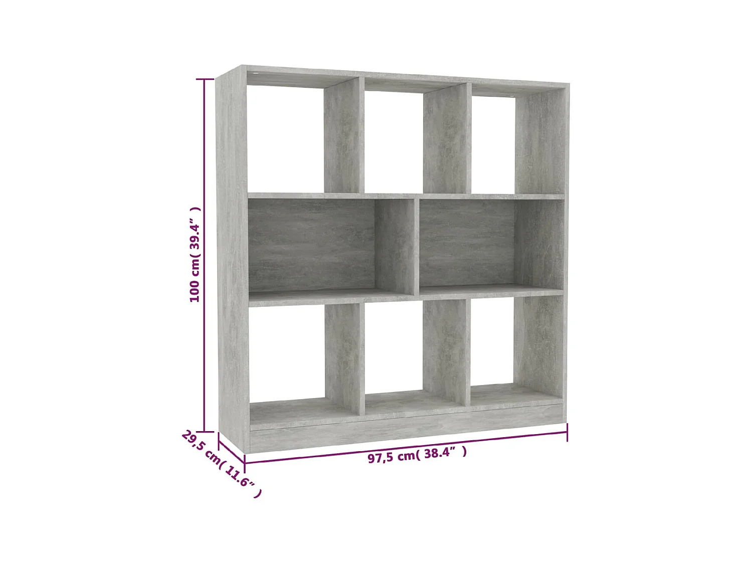 Avenra  Boekenkast 97,5x29,5x100 cm bewerkt hout betongrijs