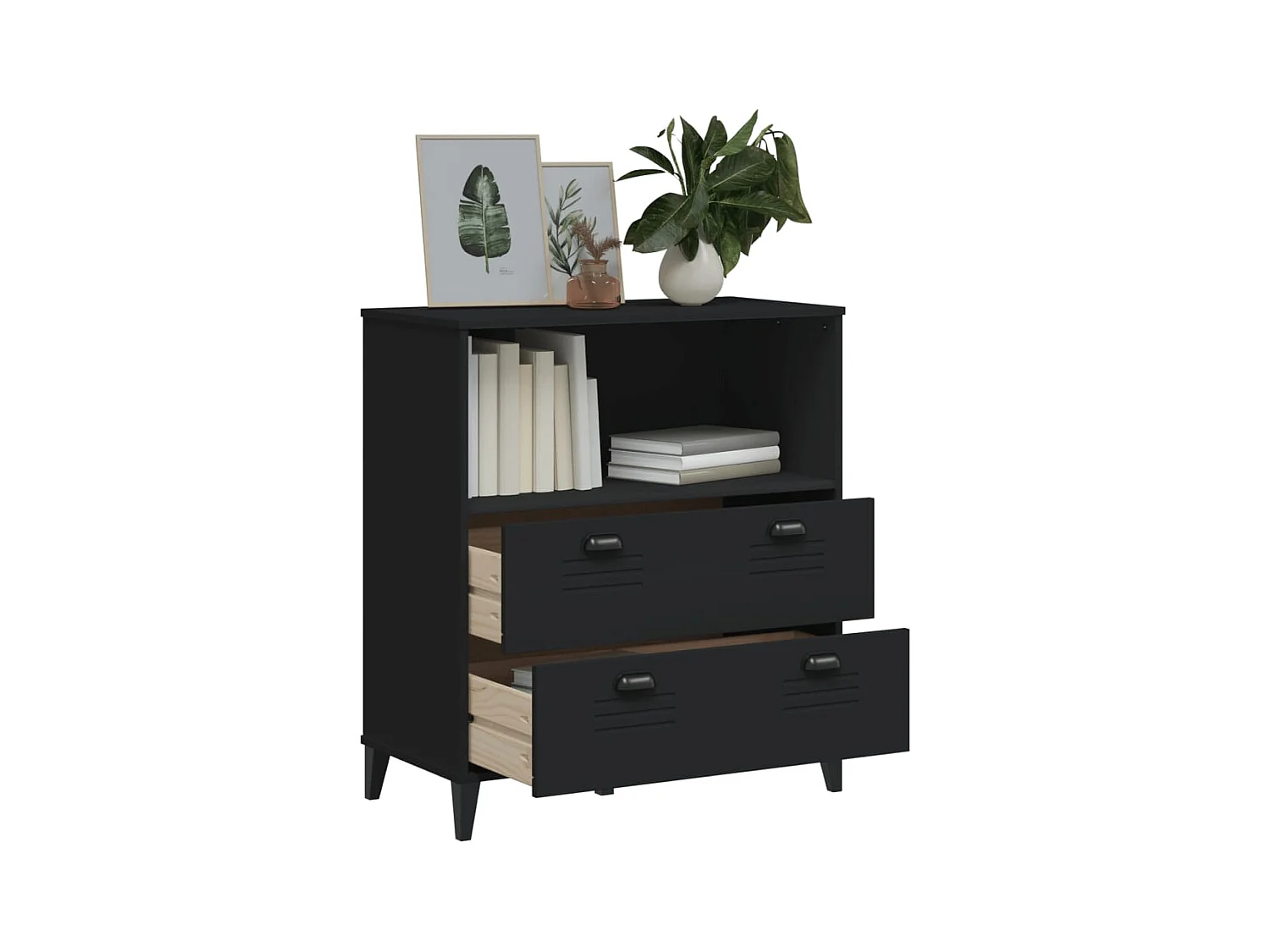 Lene  Bibliothèque VIKEN noir 80x40x90 cm bois d'ingénierie