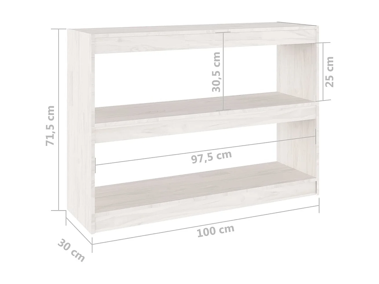 Centerville  Bibliothèque/Séparateur de pièce Blanc 100x30x71,5cm Pin massif