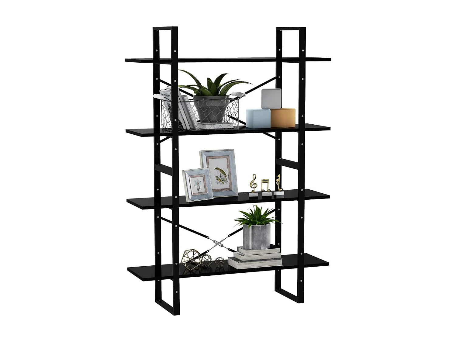 Gitana  Bibliothèque à 4 niveaux noir 100x30x140 cm bois d'ingénierie