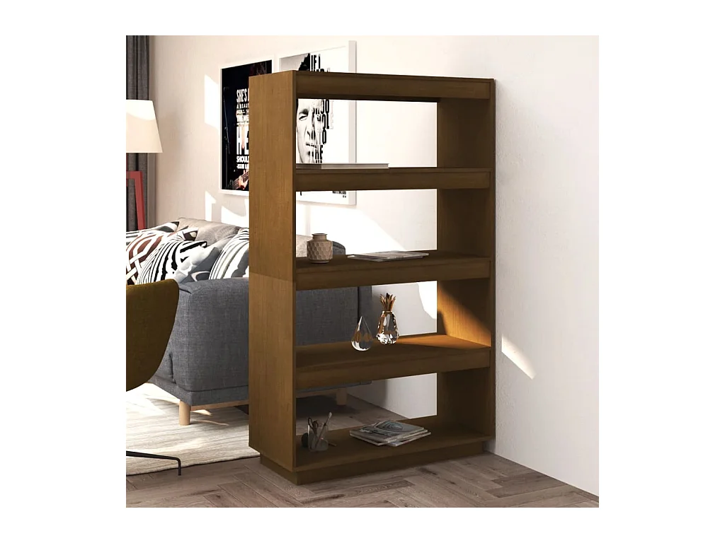 Alisha  Bibliothèque/Séparateur de pièce Marron miel 80x35x135 cm Pin