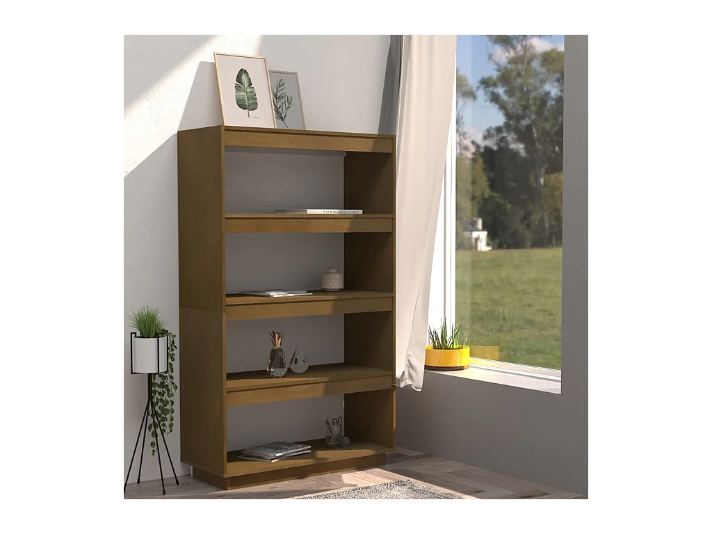 Alisha  Bibliothèque/Séparateur de pièce Marron miel 80x35x135 cm Pin