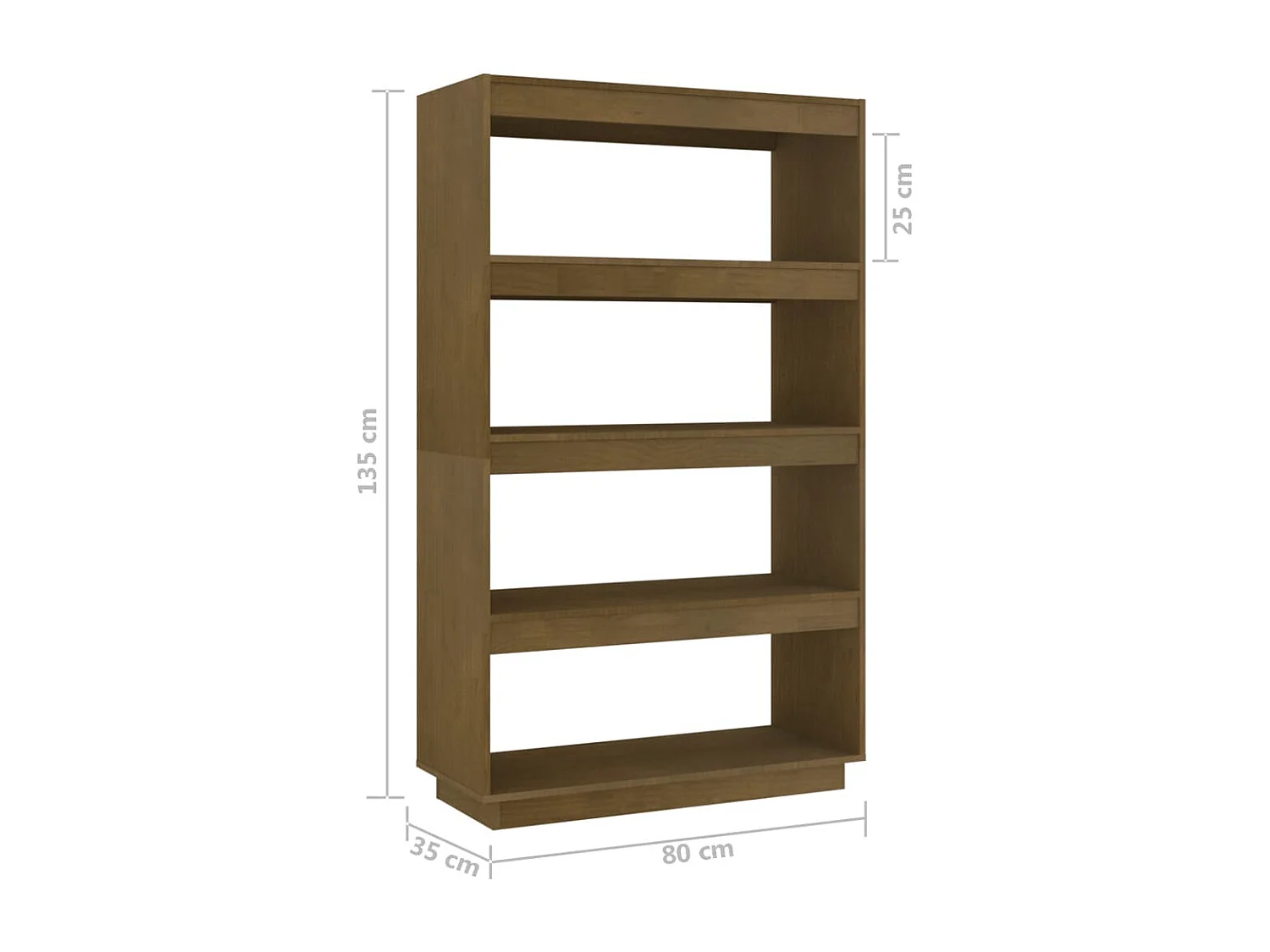 Alisha  Bibliothèque/Séparateur de pièce Marron miel 80x35x135 cm Pin