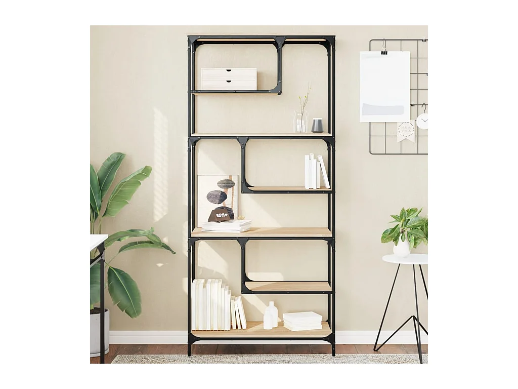 Pelin  Bibliothèque chêne sonoma 81x36x176 cm bois d'ingénierie