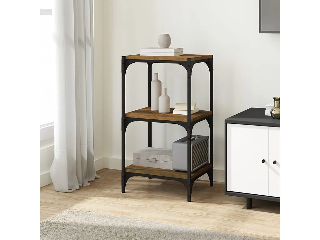 Ventura  Bibliothèque Chêne fumé 40x33x70,5cm Bois d'ingénierie et acier