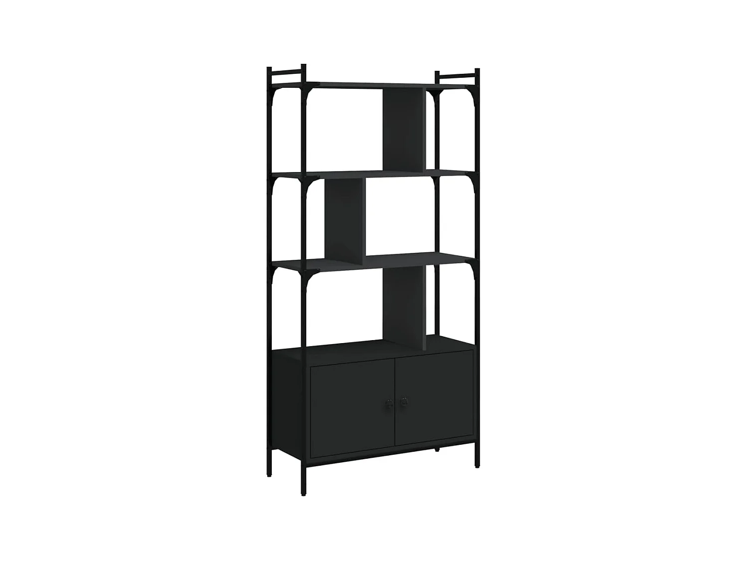 Vilan  Bibliothèque avec portes noir 76,5x30x154,5cm bois d'ingénierie