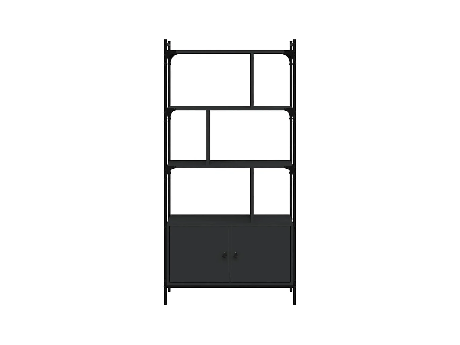 Vilan  Bibliothèque avec portes noir 76,5x30x154,5cm bois d'ingénierie