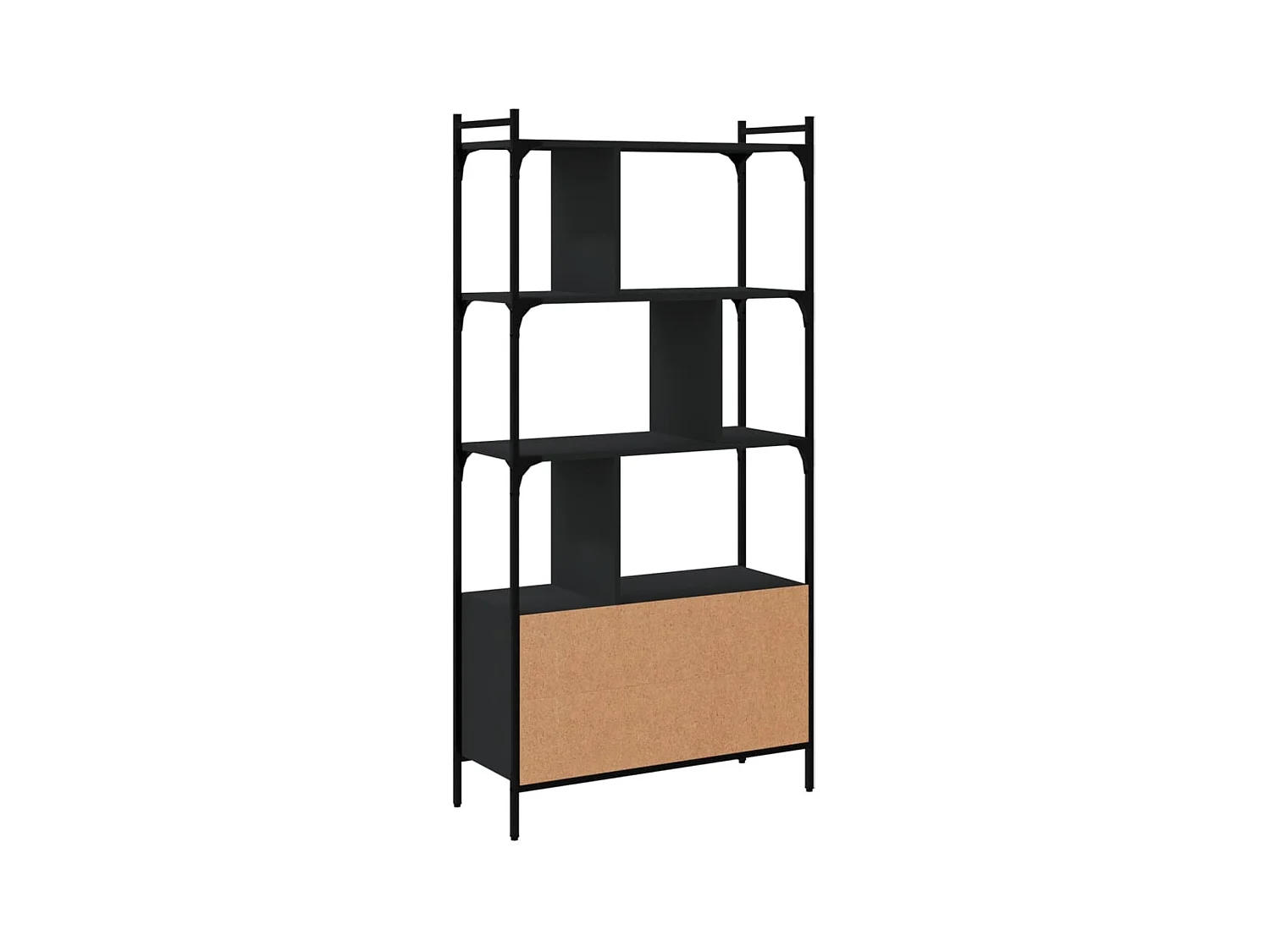 Vilan  Bibliothèque avec portes noir 76,5x30x154,5cm bois d'ingénierie