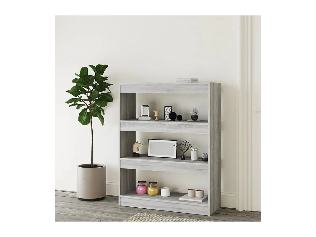 Qerlin  Bibliothèque/Séparateur de pièce sonoma gris bois d'ingénierie