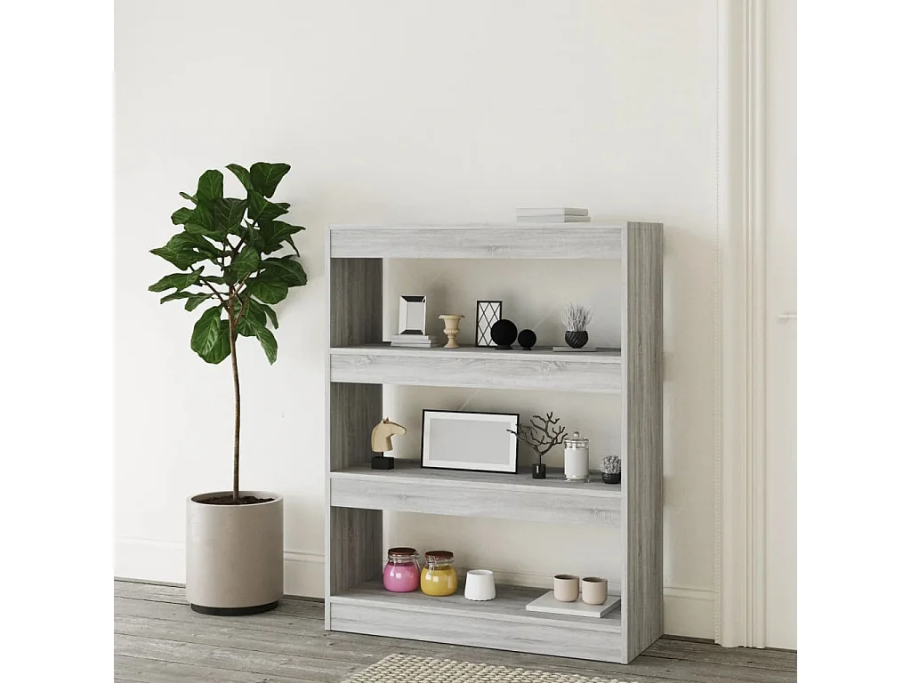 Qerlin  Bibliothèque/Séparateur de pièce sonoma gris bois d'ingénierie