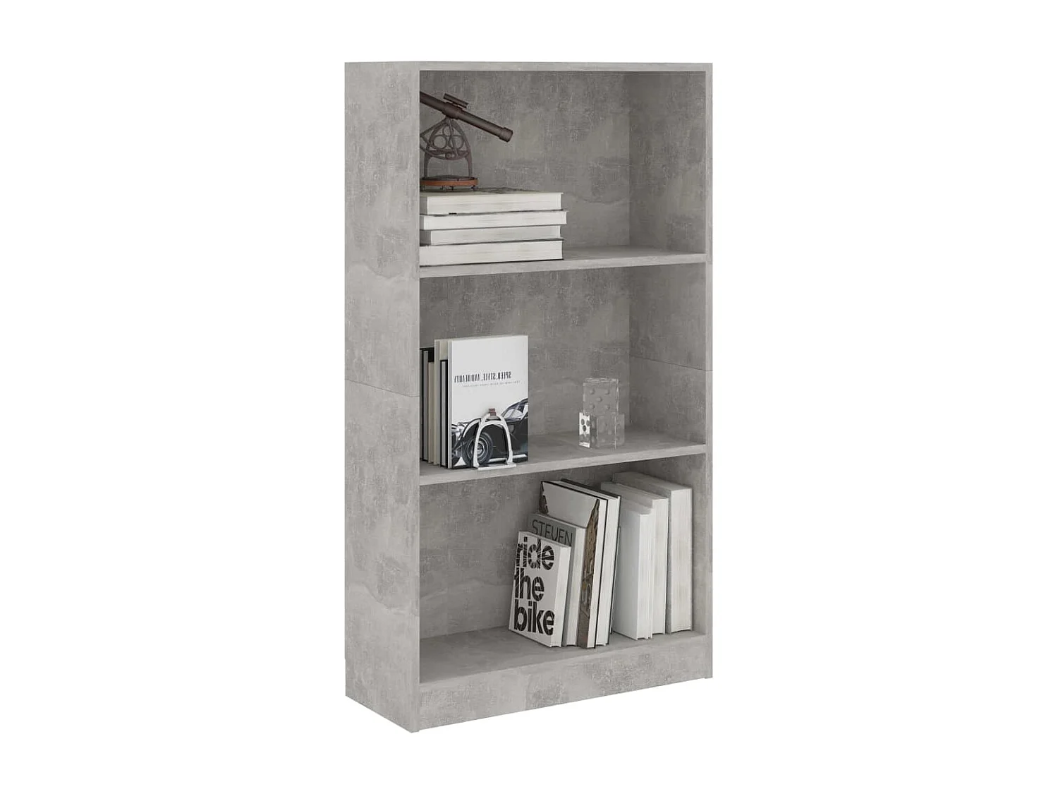 Jairo  Bibliothèque 3 niveaux Gris béton 60x24x109cm Bois d'ingénierie