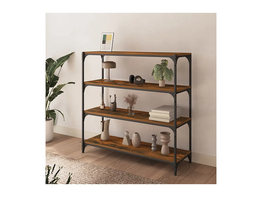 Ventura  Bibliothèque Chêne fumé 100x33x100cm Bois d'ingénierie et acier