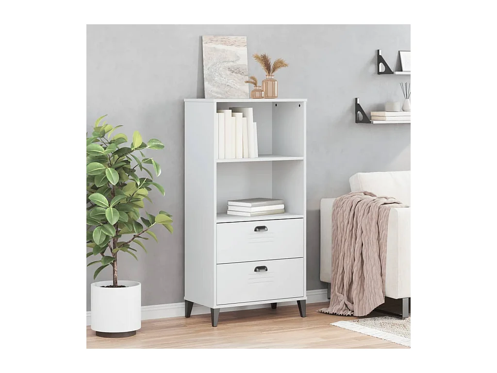 Peralyn  Boekenkast VIKEN 60x35x123 cm bewerkt hout wit