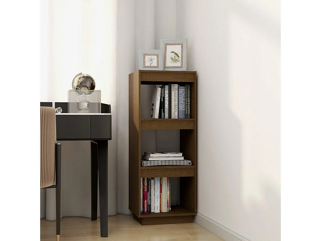 Alisha  Bibliothèque/Séparateur de pièce Marron miel Bois de pin massif