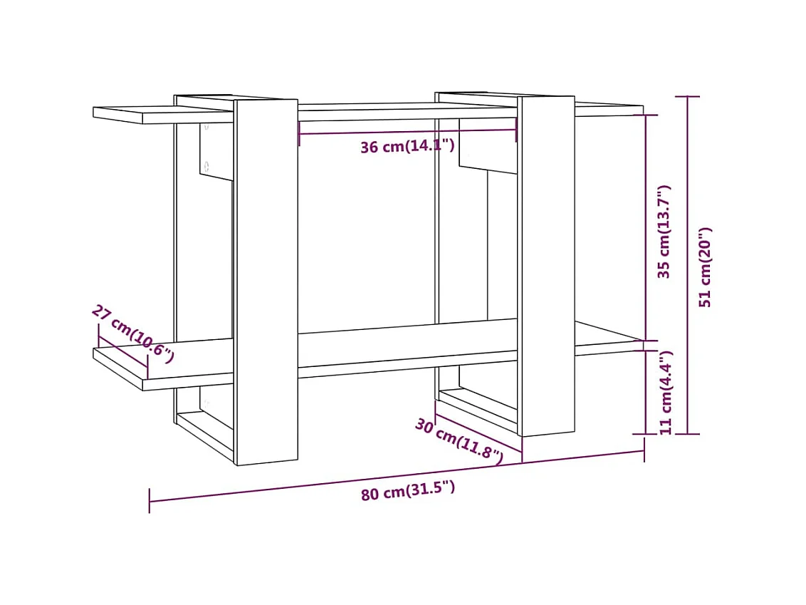 Wylorn  Bibliothèque/Séparateur de pièce Gris béton 80x30x51 cm