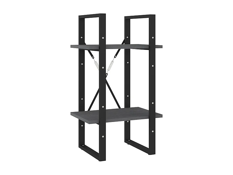 Bowling Green  Bibliothèque à 2 niveaux Gris 40x30x70 cm Bois de pin massif