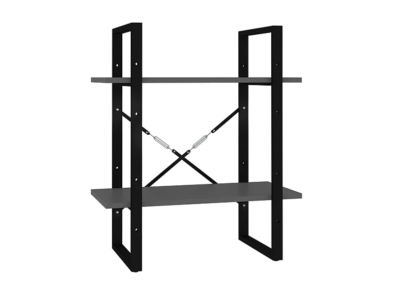 Roermond  Bibliothèque à 2 niveaux Gris 60x30x70 cm bois d'ingénierie
