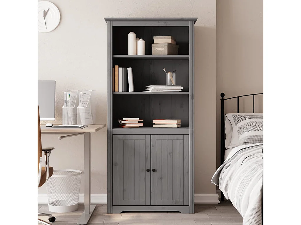 Claddaghduff  Bibliothèque BODO gris 82x40x173 cm bois de pin massif