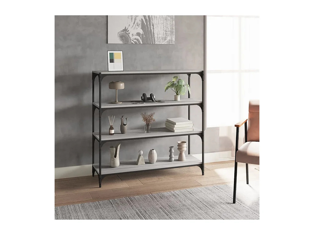 Ventura  Bibliothèque Sonoma gris 100x33x100 cm Bois d'ingénierie acier
