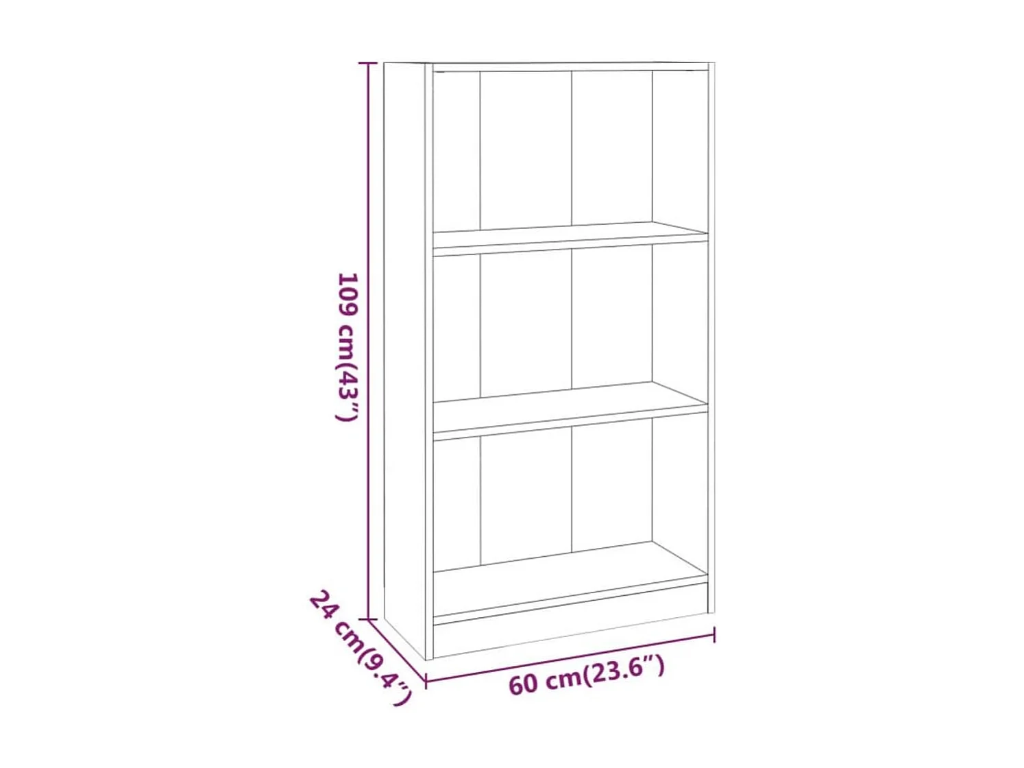 Jairo  Bibliothèque Chêne fumé 60x24x109 cm Bois d'ingénierie
