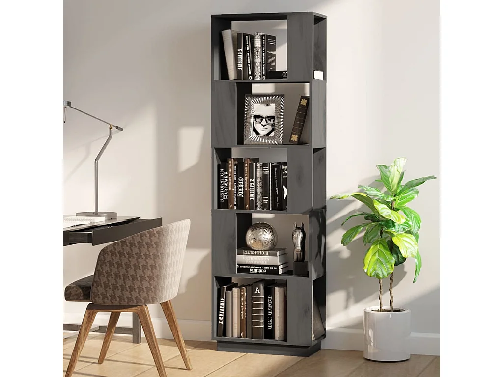 Caledonia  Bibliothèque/Séparateur de pièce Gris 51x25x163,5 cm Pin solide