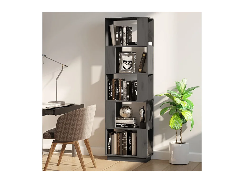 Caledonia  Bibliothèque/Séparateur de pièce Gris 51x25x163,5 cm Pin solide