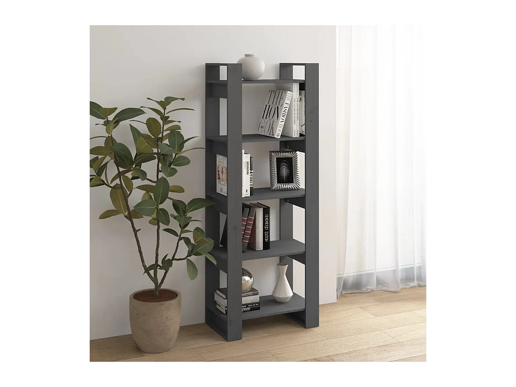 Fryska  Bibliothèque/Séparateur de pièce Gris 60x35x160 cm Bois massif