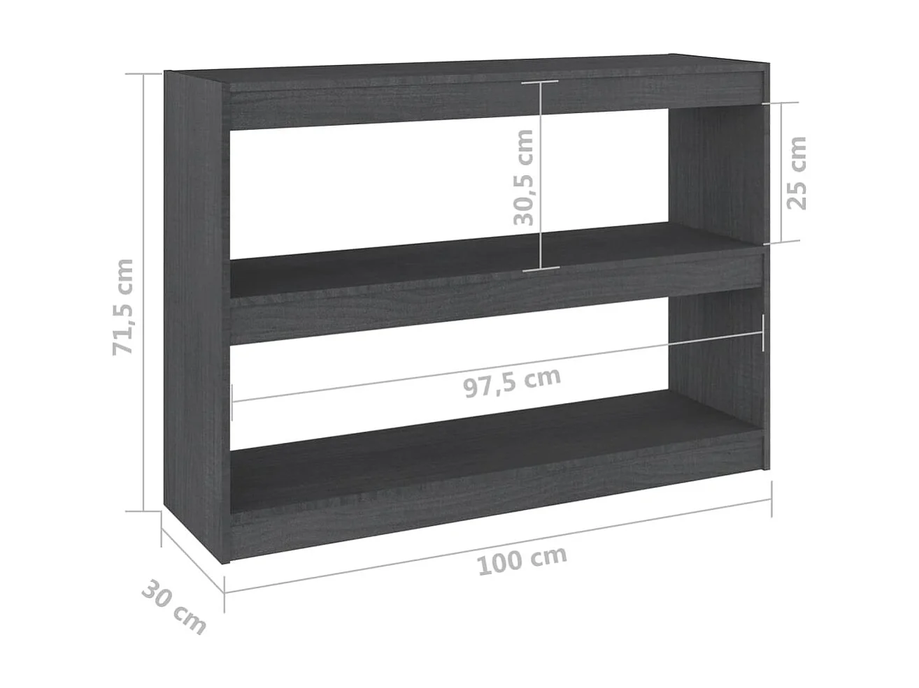 Centerville  Bibliothèque/Séparateur de pièce Gris 100x30x71,5 cm Pin massif