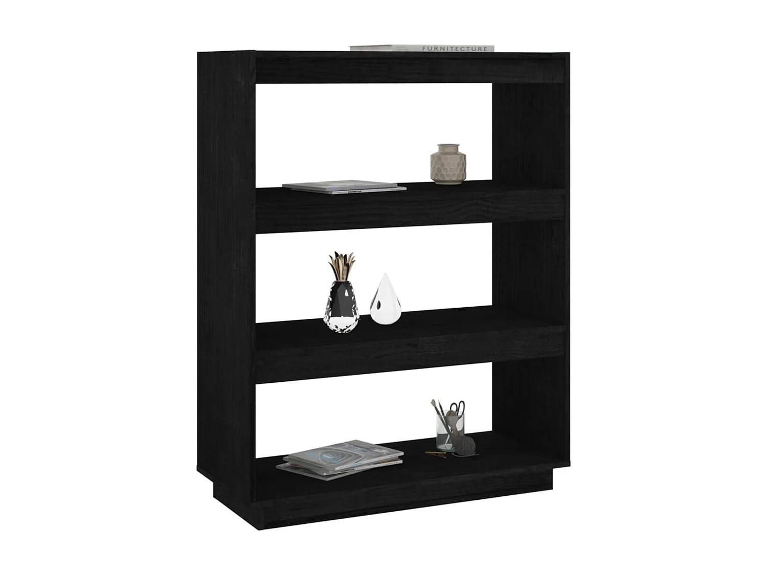 Alisha  Bibliothèque/Séparateur de pièce Noir 80x35x103 cm Pin massif