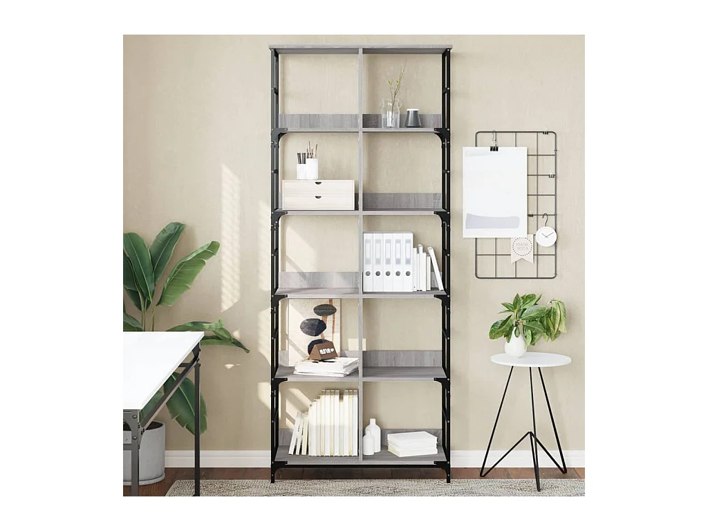 Keith  Bibliothèque sonoma gris 78,5x33x188,5 cm bois d'ingénierie