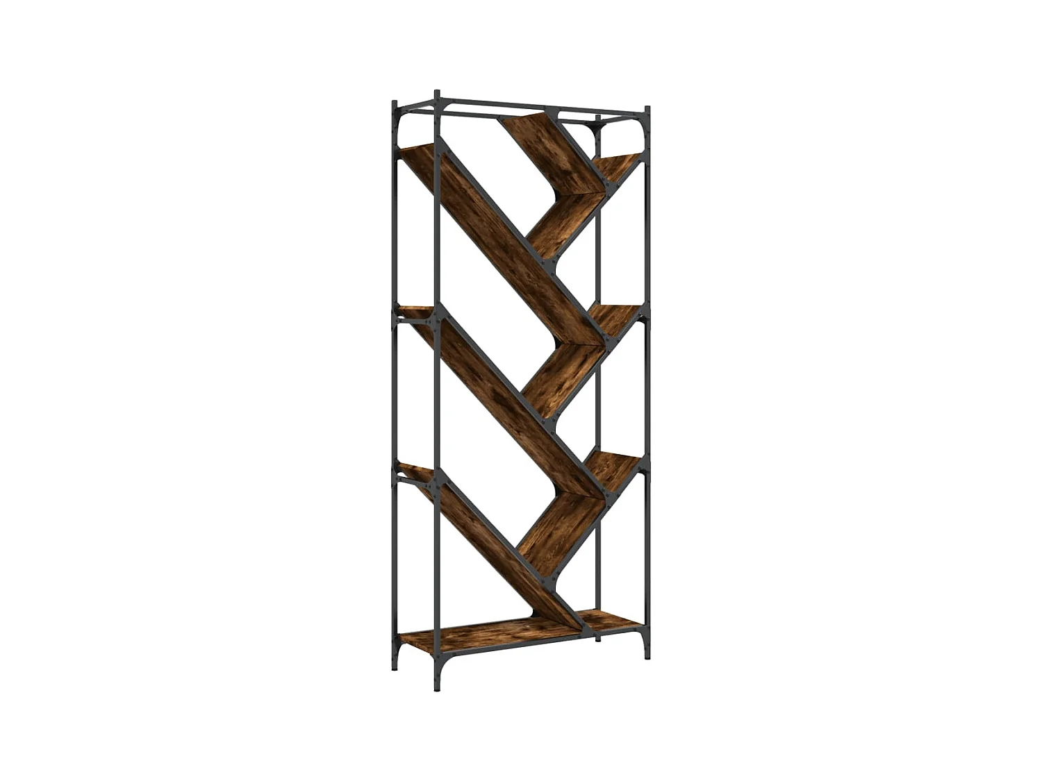 Øystine  Bibliothèque chêne fumé 79x30x180 cm bois d'ingénierie et métal