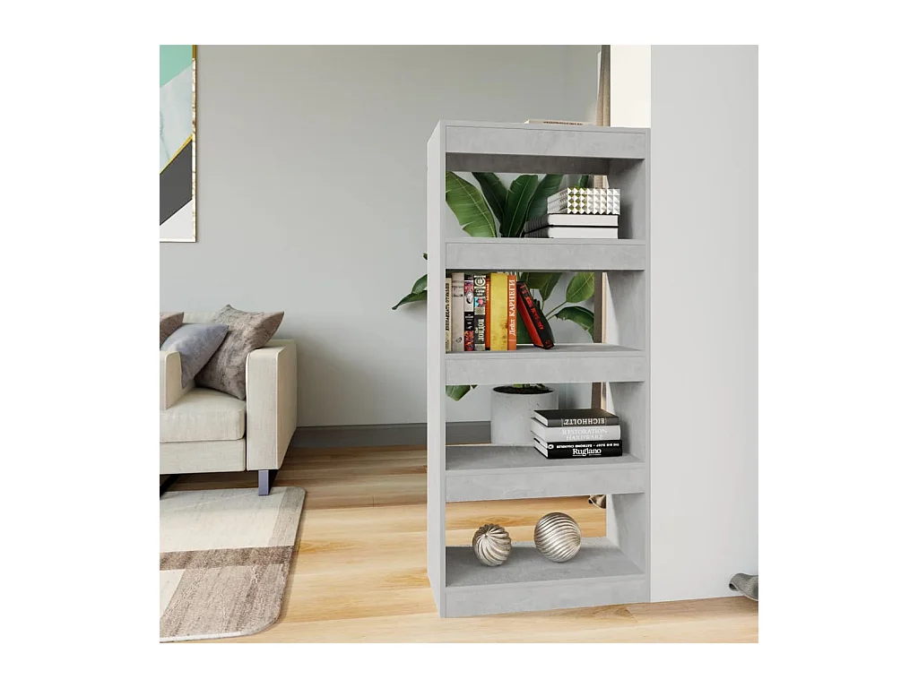 Loes  Bibliothèque/Séparateur de pièce Gris béton bois d'ingénierie