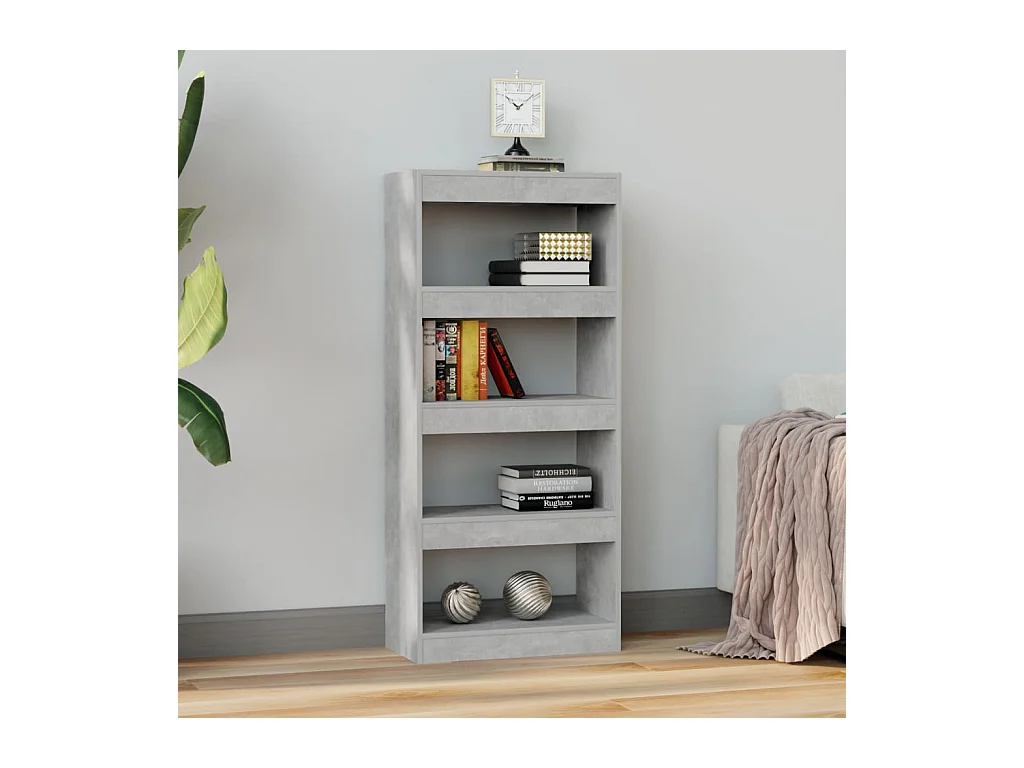 Loes  Bibliothèque/Séparateur de pièce Gris béton bois d'ingénierie