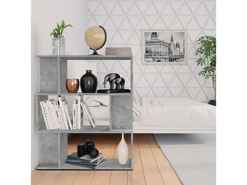 Gyran  Bibliothèque/Séparateur de pièce Gris béton Bois d’ingénierie