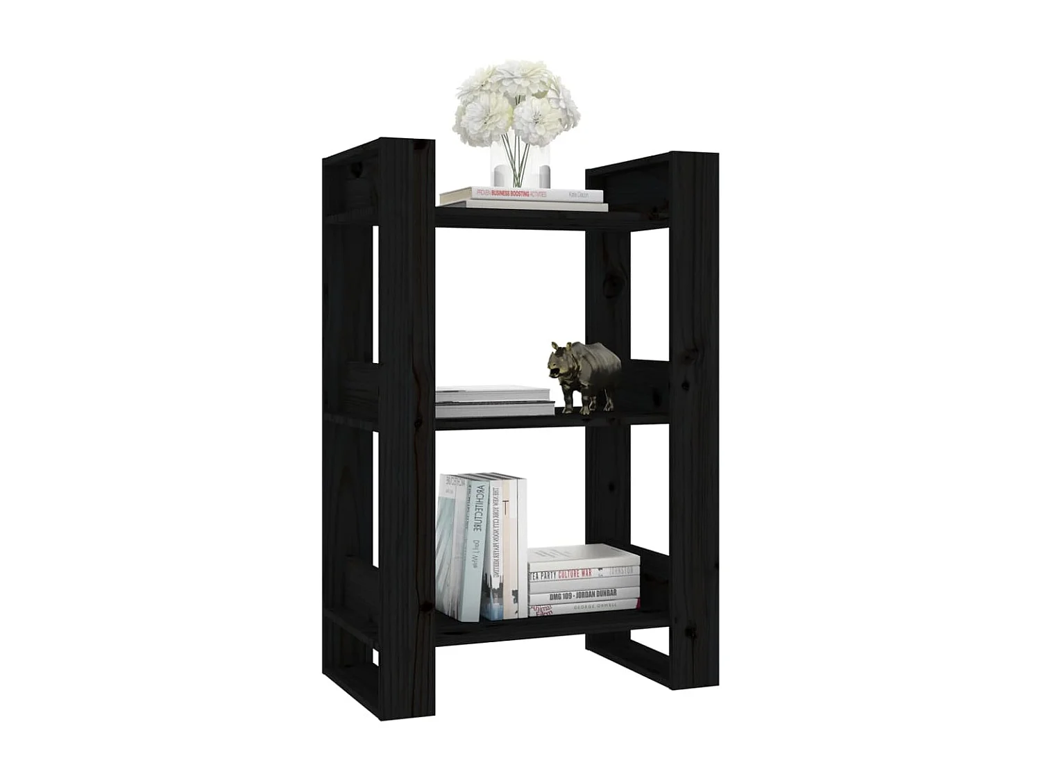 La Roche-sur-Yon  Boekenkast/kamerscherm 60x35x91 cm massief grenenhout zwart