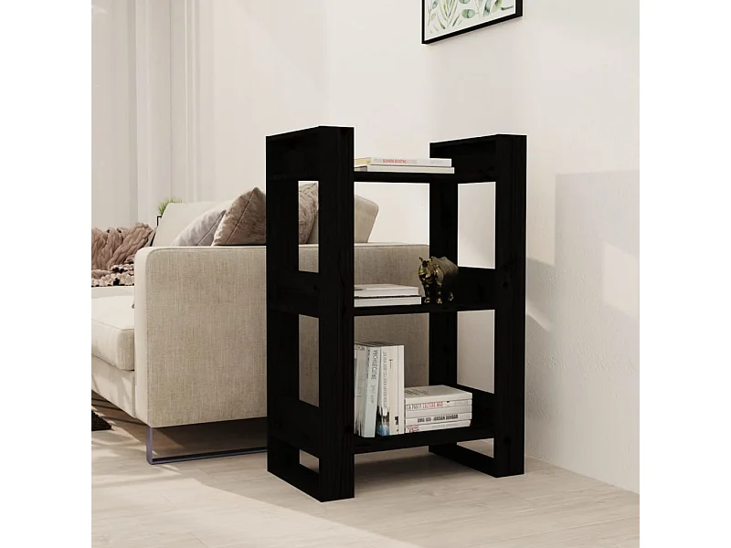 La Roche-sur-Yon  Boekenkast/kamerscherm 60x35x91 cm massief grenenhout zwart