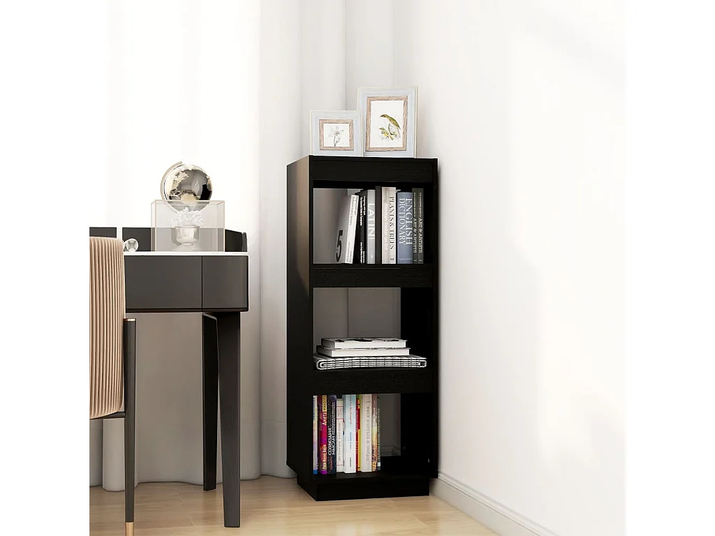 Alisha  Bibliothèque/Séparateur de pièce noir 40x35x103 cm pin massif