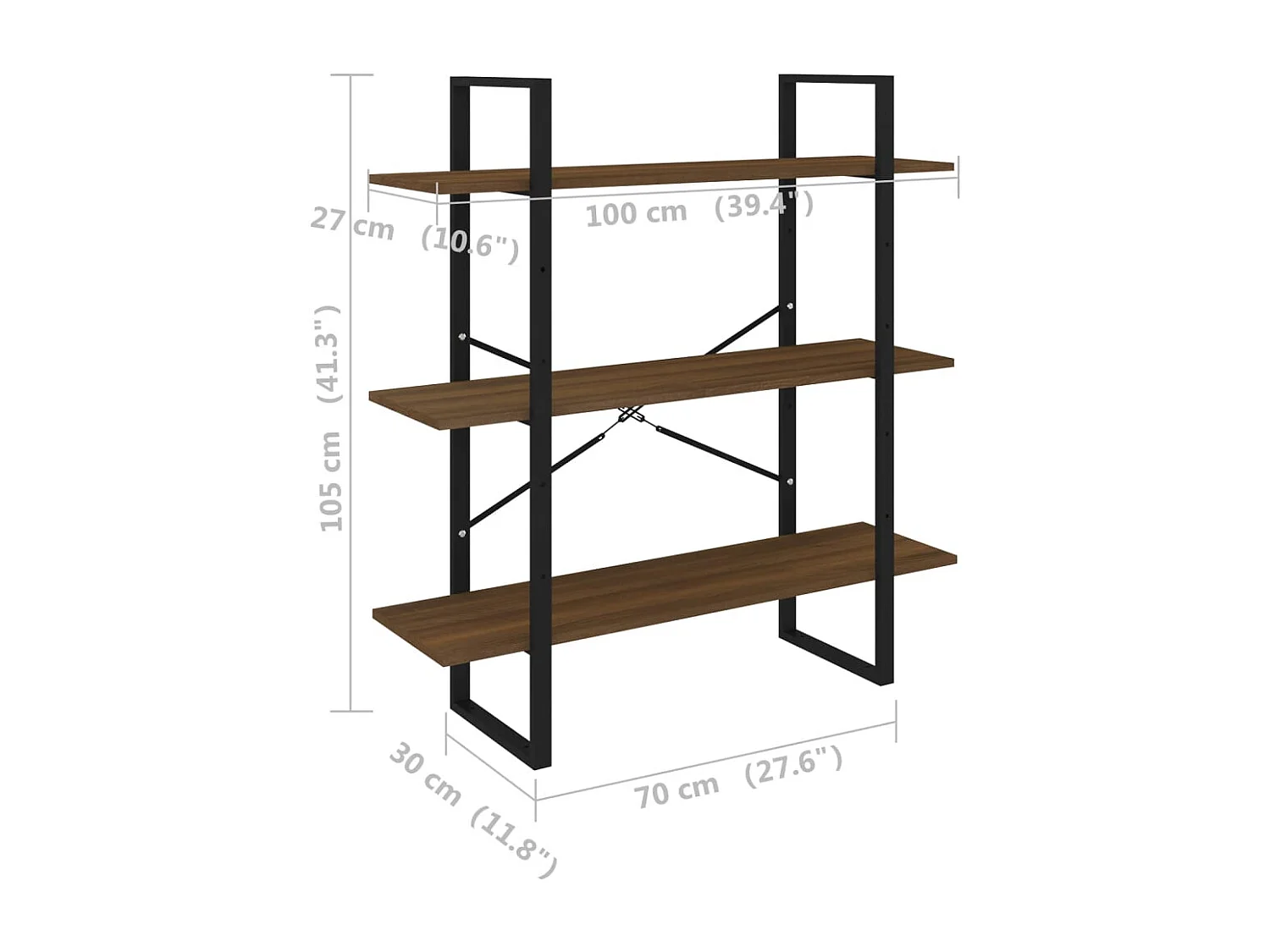 Capitola  Bibliothèque Chêne marron 100x30x105 cm Bois d'ingénierie