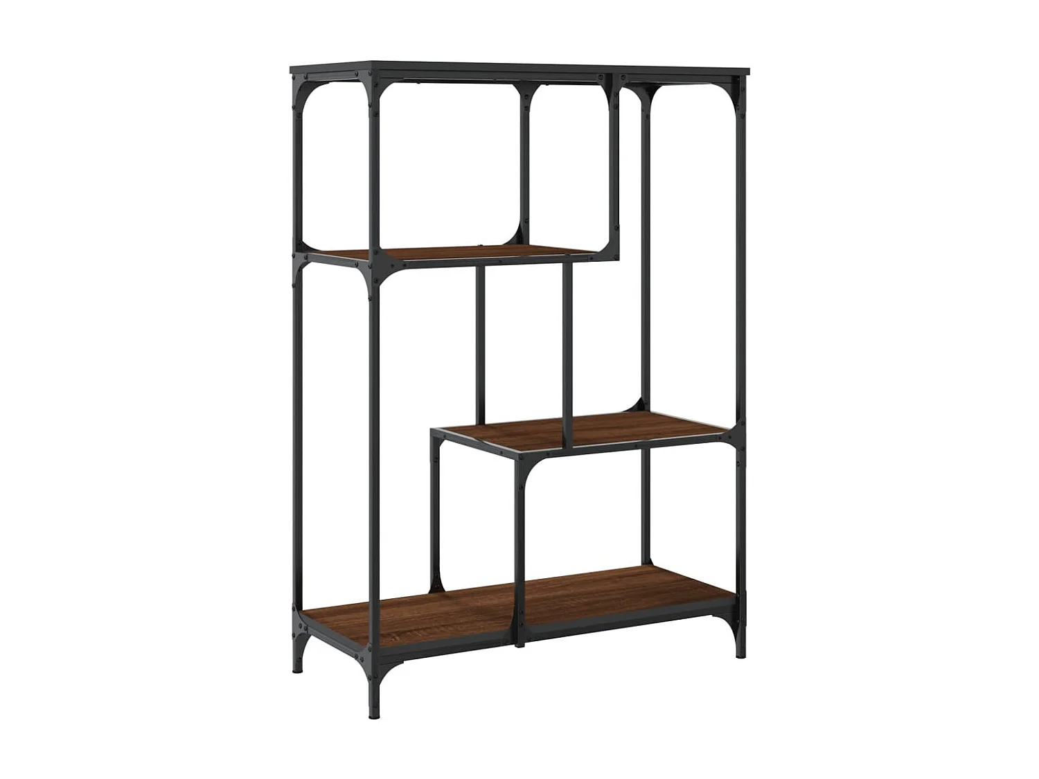 Cameron  Boekenkast 81x36x115 cm bewerkt hout en staal bruin eikenkleur