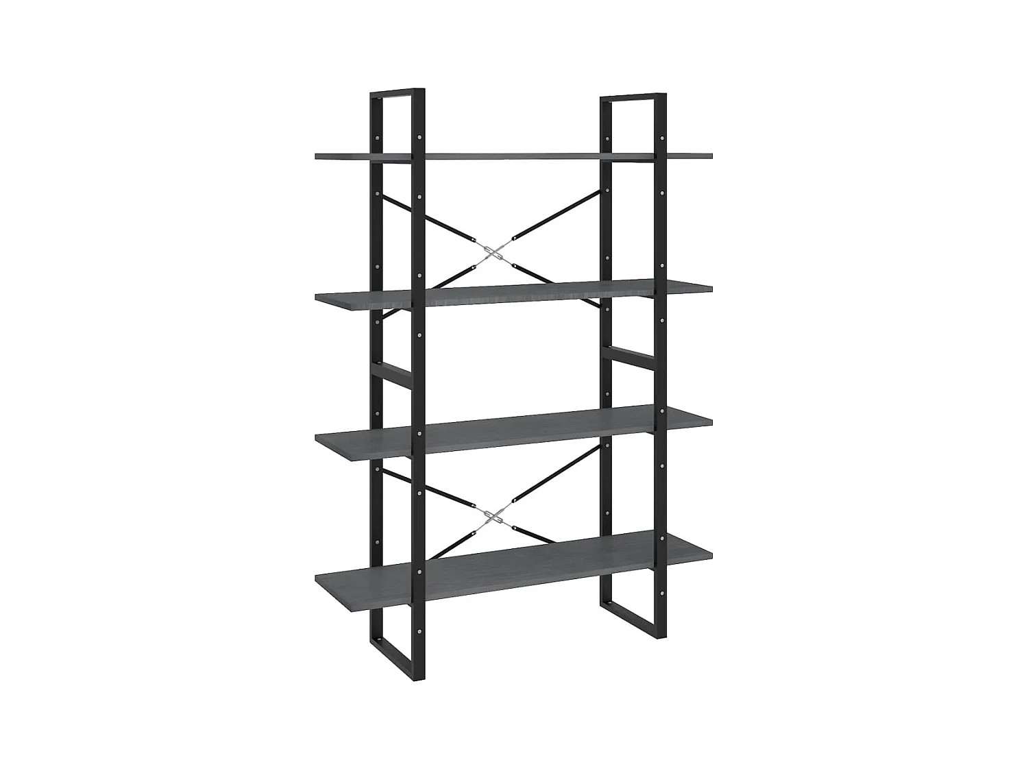 Gitana  Bibliothèque à 4 niveaux Gris 100x30x140 cm Bois de pin massif