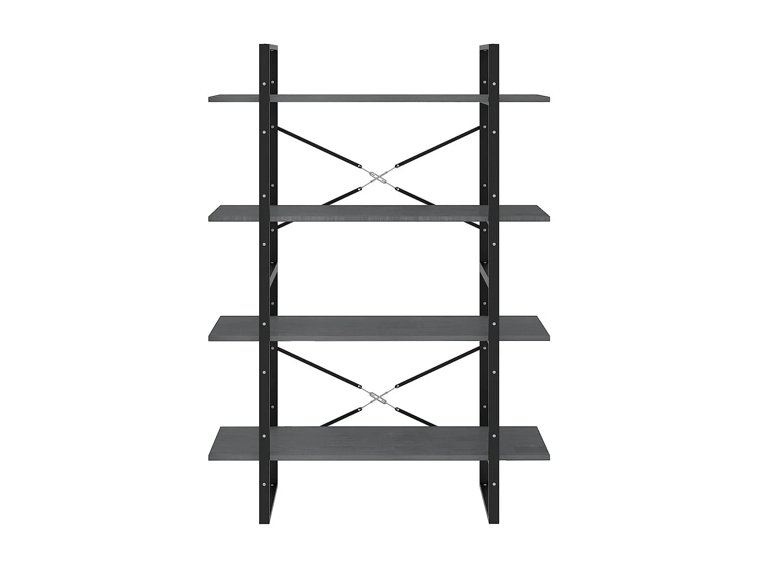 Gitana  Bibliothèque à 4 niveaux Gris 100x30x140 cm Bois de pin massif