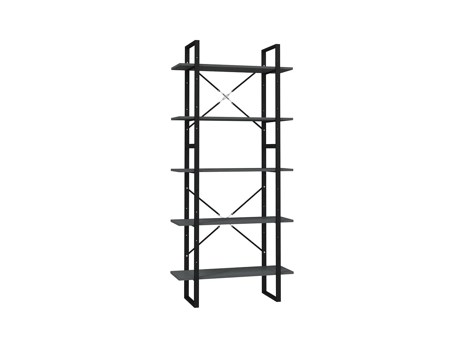 Edith  Boekenkast met 5 schappen 80x30x175 cm bewerkt hout grijs