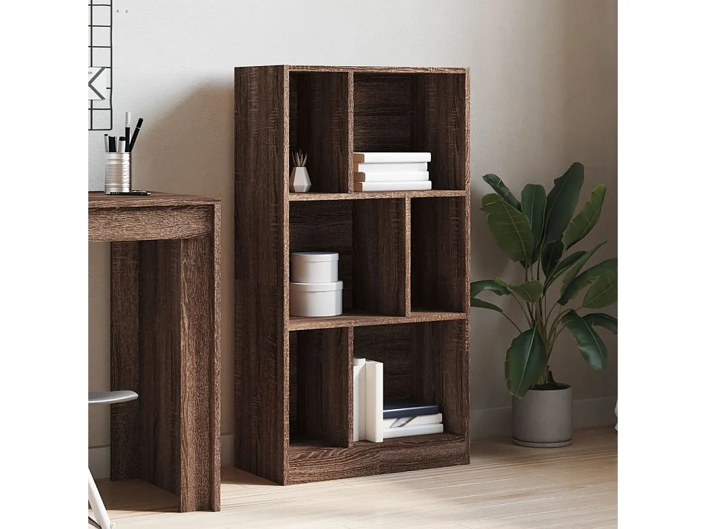 York  Bibliothèque chêne marron 57x28,5x107,5 cm bois d'ingénierie