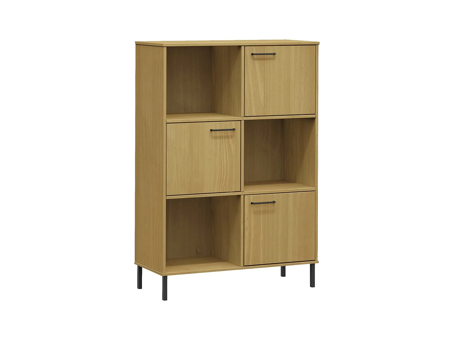 Nilvar  Bibliothèque avec pieds en métal Marron 90x35x128,5cm Bois OSLO