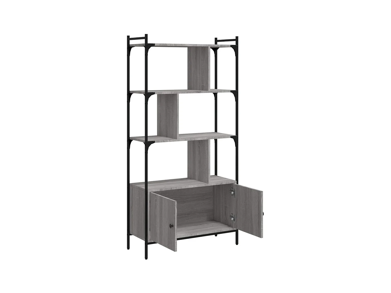 Vilan  Bibliothèque avec portes sonoma gris 76,5x30x154,5 cm